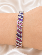 10.22cttw White Gold Colored Bagutte Shaped Lab Diamond 7" Bracelet