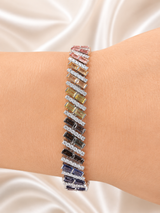10.22cttw White Gold Colored Bagutte Shaped Lab Diamond 7" Bracelet