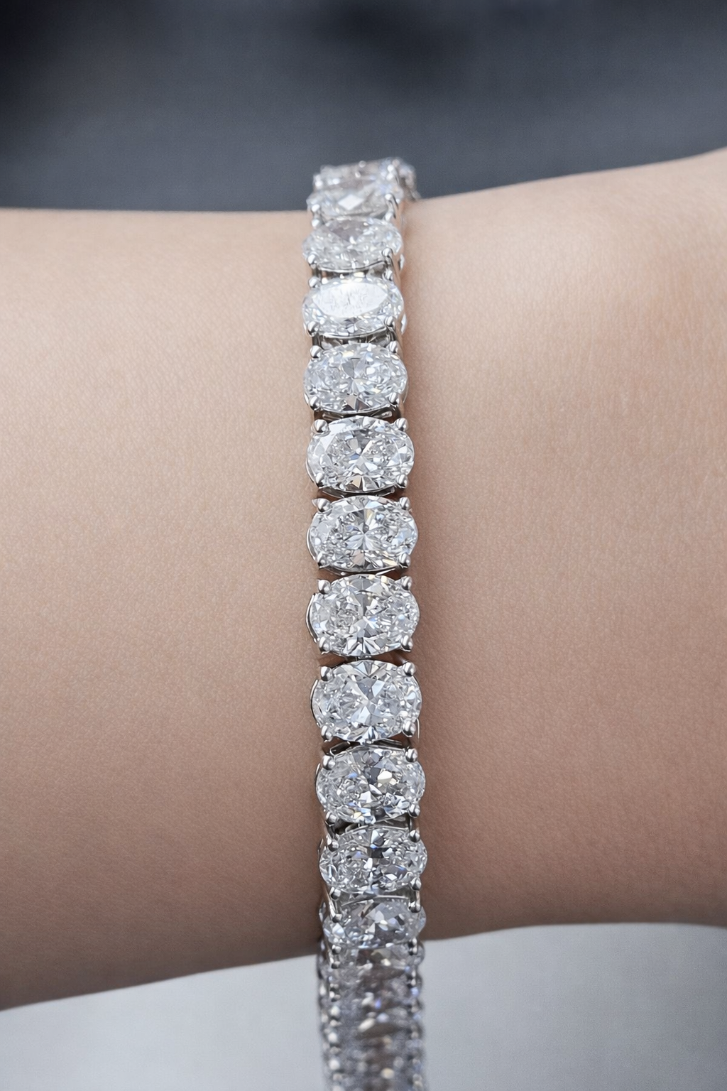 16.61CTTW OVAL 7" LAB DIAMOND TENNIS BRACELET