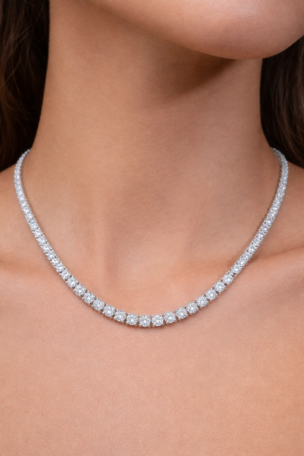 12.060cttw White Gold Lab Diamond 17" Tennis Necklace