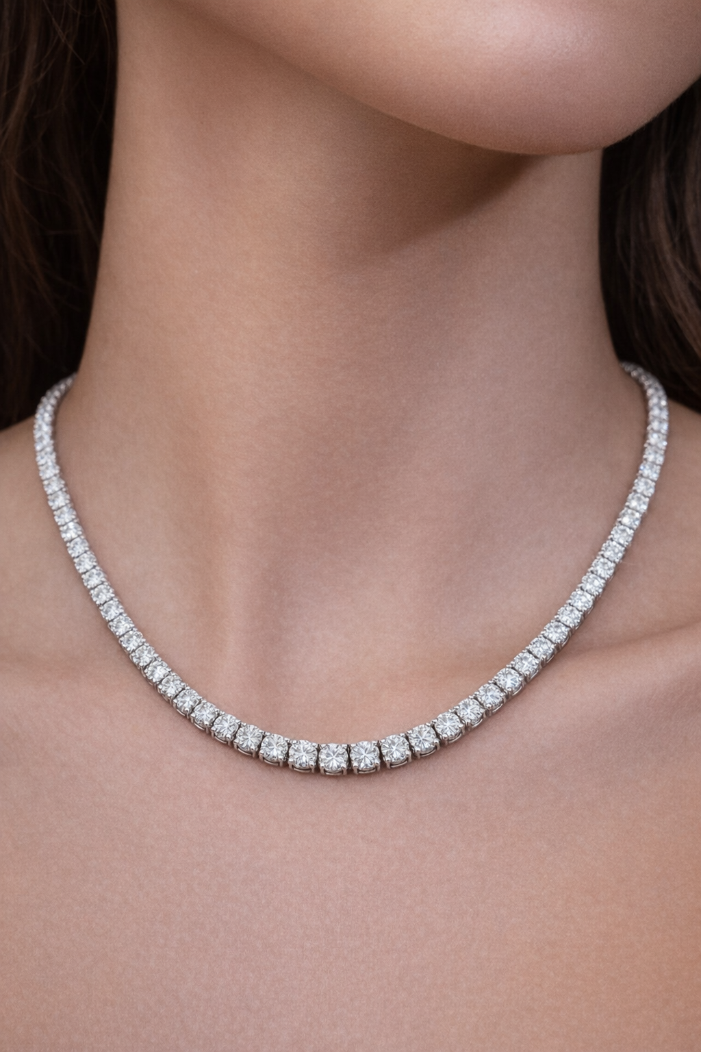 12.050cttw White Gold Lab Diamond 17" Tennis Necklace