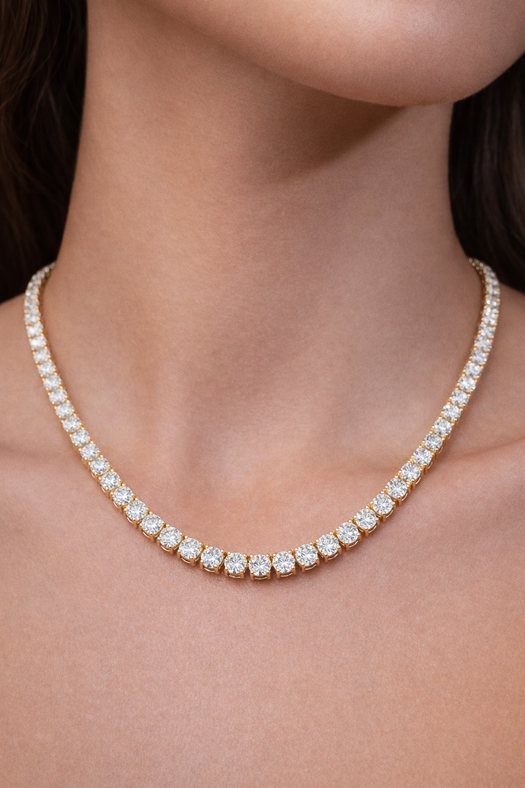 21.94cttw Yellow Gold Lab Diamond 17.15" Tennis Necklace