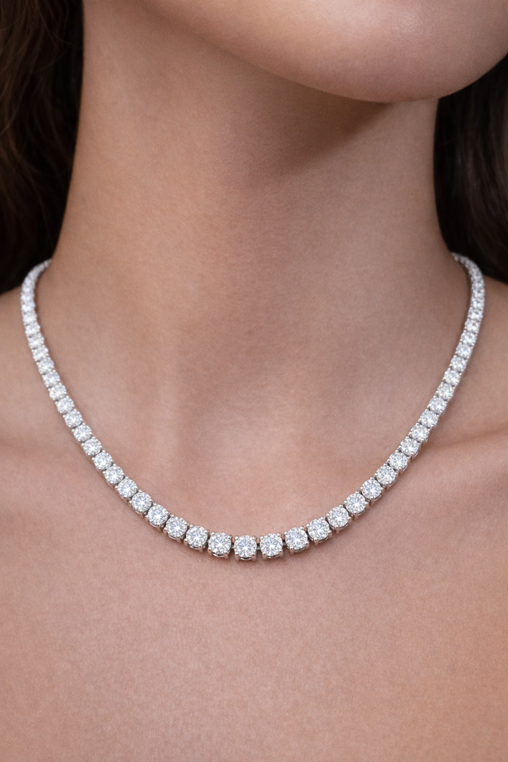 15.57cttw White Gold Lab Diamond 17" Tennis Necklace