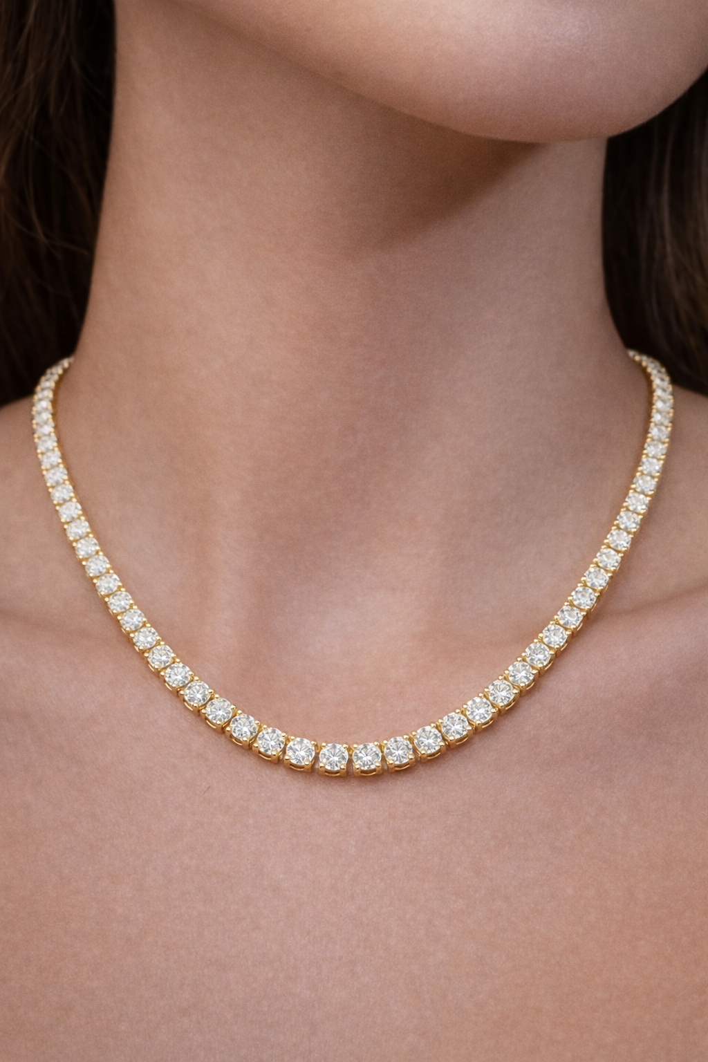 9.56cttw Yellow Gold Lab Diamond 17" Tennis Necklace