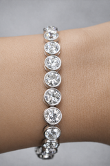 15cttw White Gold Bezel Set Lab Diamond 7" Tennis Bracelet
