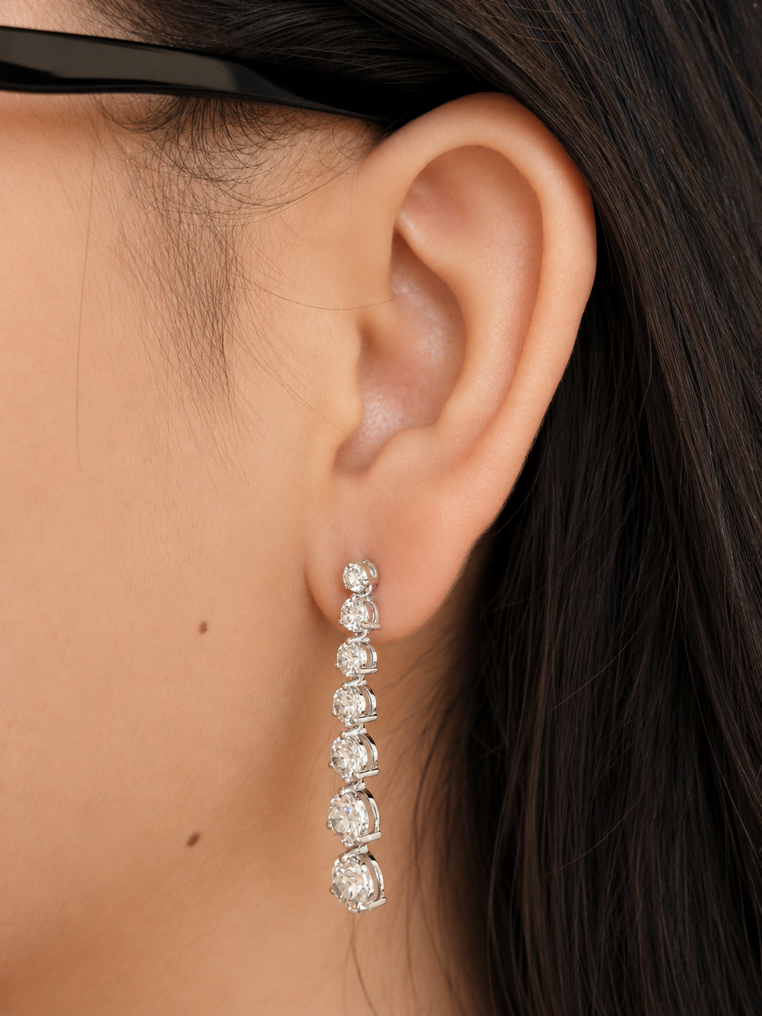 6.12cttw White Gold Round Dangle Lab Diamond Earring