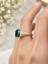 3Cttw Lab Emerald E/W Bezel Set Ring