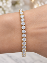 IGI Certified 12.57cttw Yellow Gold Lab Diamond 7" Tennis Bracelet