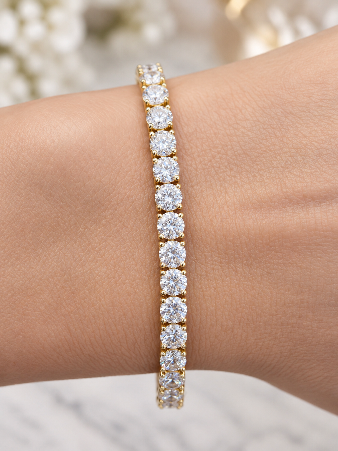 IGI Certified 12.57cttw Yellow Gold Lab Diamond 7" Tennis Bracelet