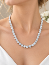 IGI Certified 21.64ct White Gold 3 Prongs Lab Diamond 17" Tennis Necklace