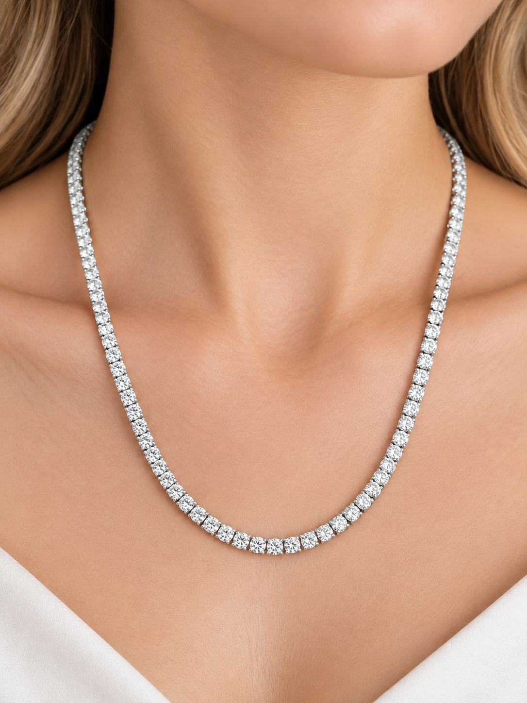 5.69cttw White Gold Lab Diamond 17" Tennis Necklace