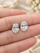 IGI Certified 3cttw White Gold Oval Lab Diamond Studs