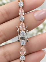 Egl Certified 10.21cttw Fancy orangy Pink Pear & White Round Lab Diamond 7" Bracelet