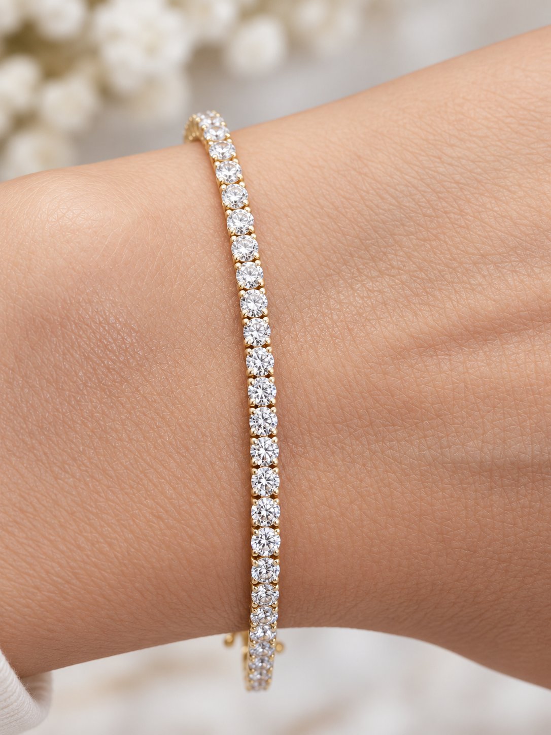 3cttw Gold Lab Diamond 7" Tennis Bracelet
