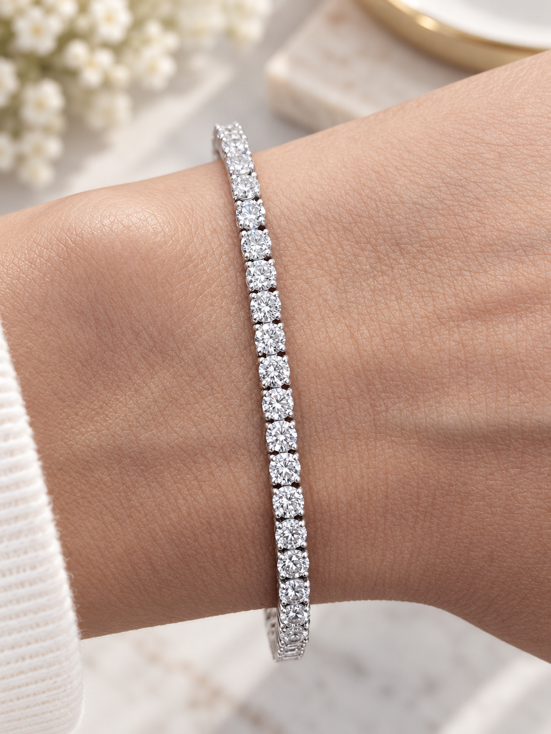 4.76cttw White Gold Lab Diamond 7" Tennis Bracelet
