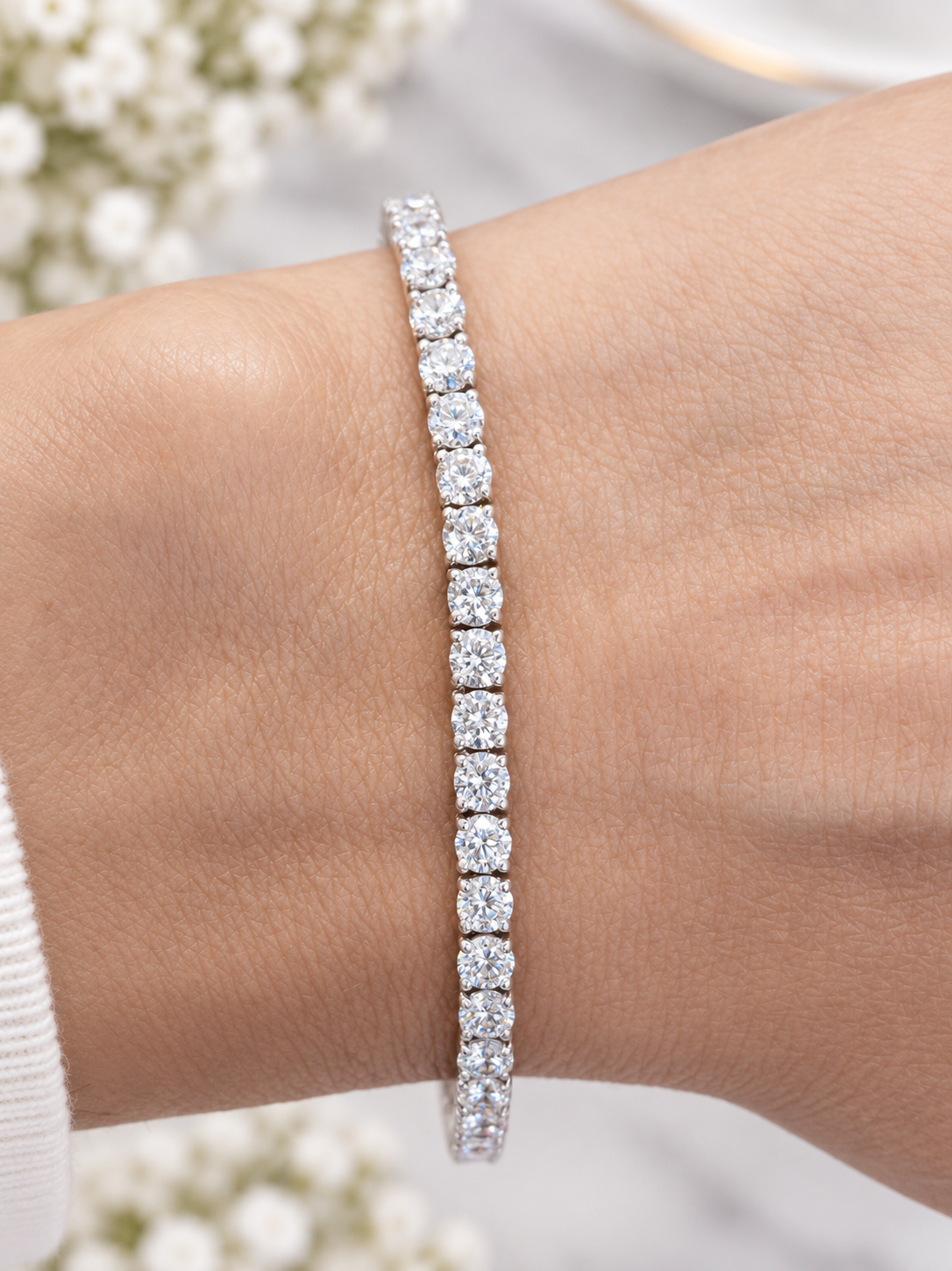4.84cttw White Gold Lab Diamond 7" Tennis Bracelet