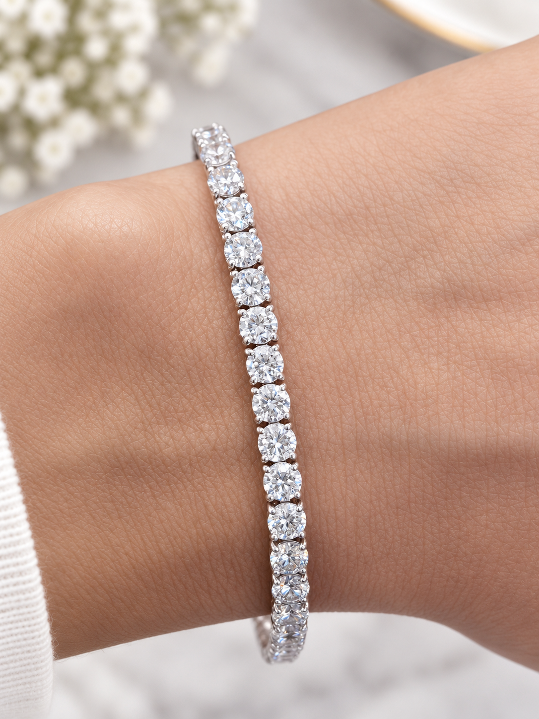 6.95cttw White Gold Lab Diamond 7" Tennis Bracelet