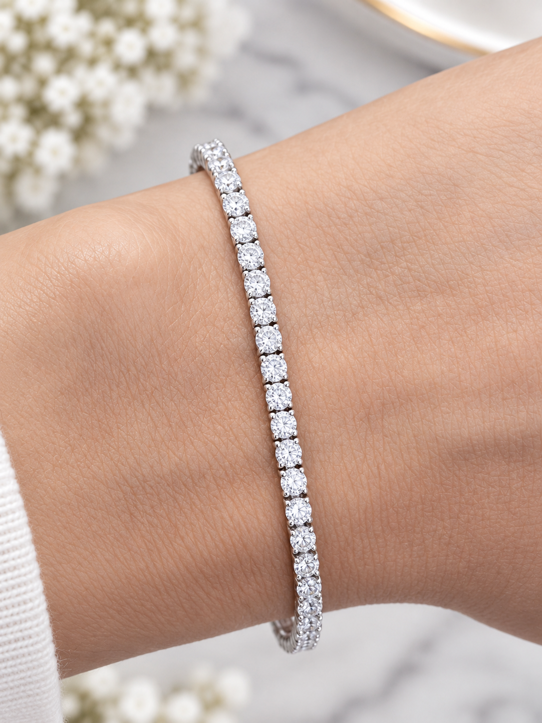 3.24cttw White Gold Lab Diamond 6" Tennis Bracelet