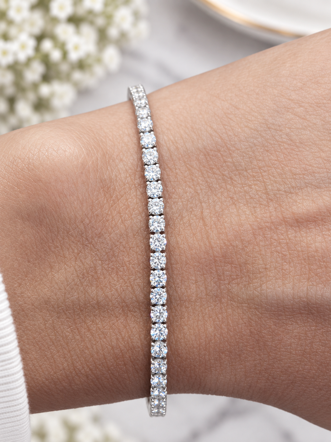 2.59cttw White Gold Lab Diamond 7" Tennis Bracelet