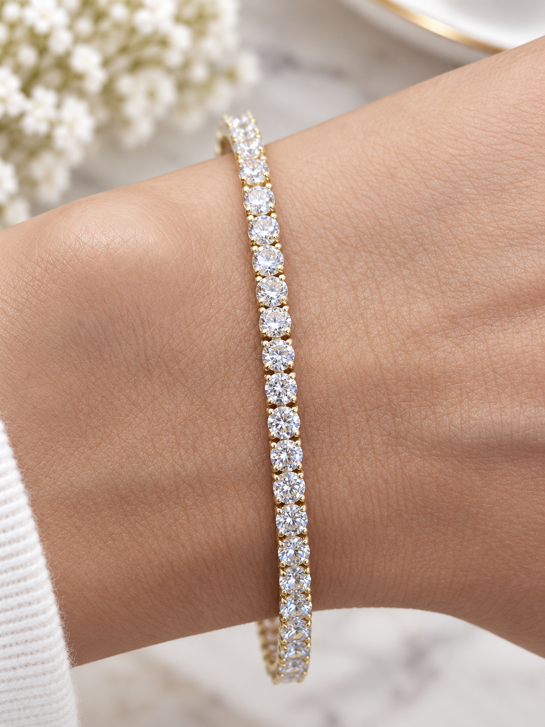 4.7cttw Yellow Gold Lab Diamond 7" Tennis Bracelet