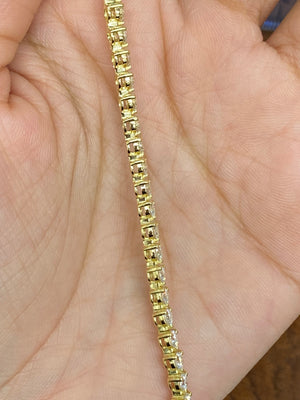 18k 4.28 CT Lab 6.5 inches Yellow   3 Prongs  Tennis Bracelet