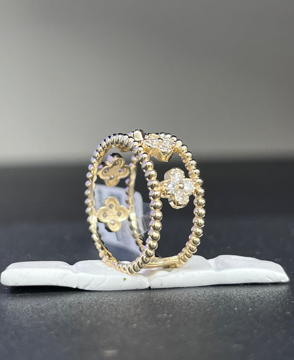 14k 0.50 ctw Yellow Diamond Clover Ring