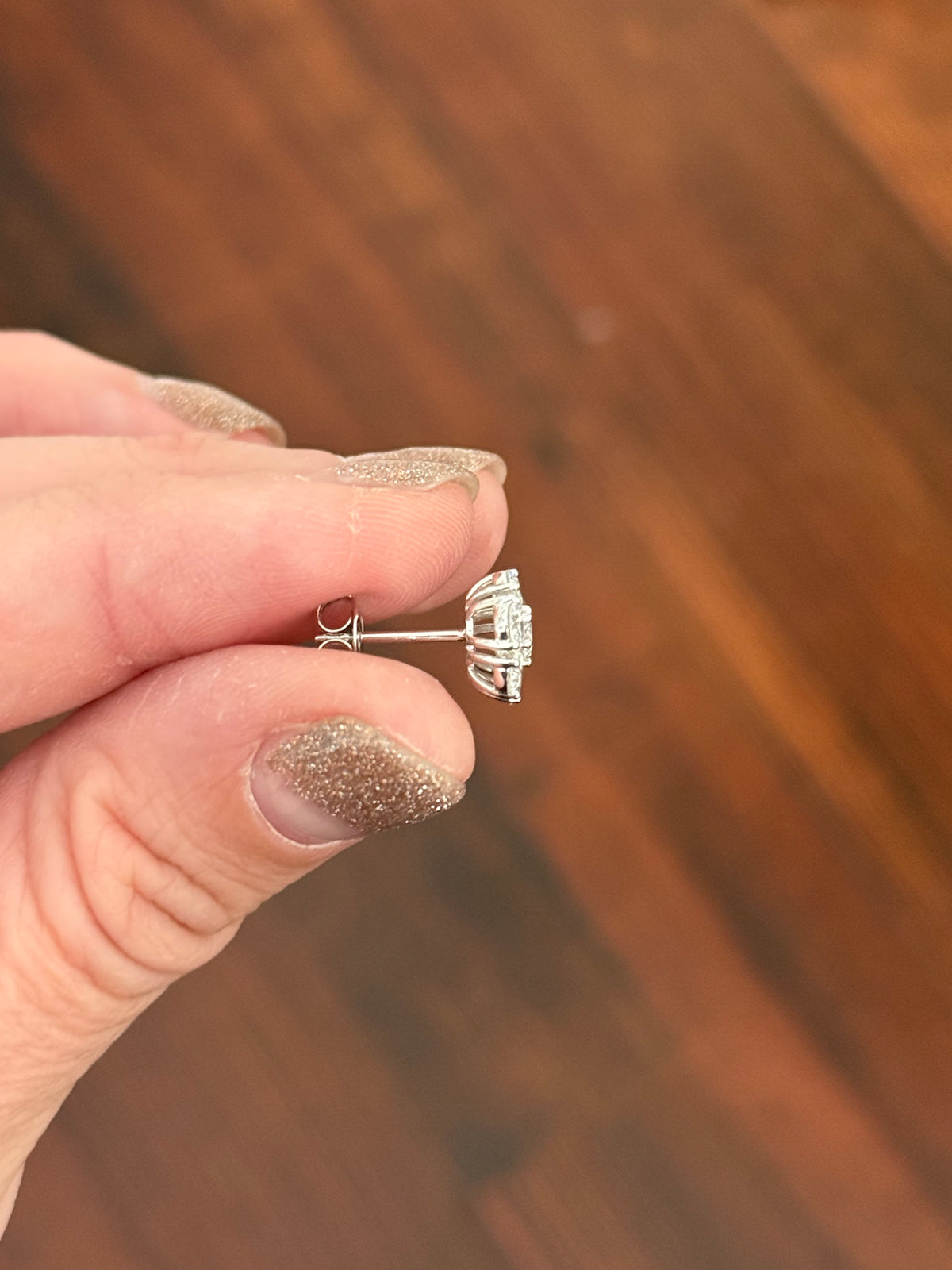 IGI certified white gold 1.95ct lab diamond earrings with push backs