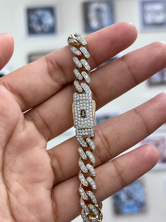 2.96 cttw 7.5 Inches 14k Gold Cuban Link Bracelet