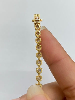 18k 6.56 CT Lab 7.15 inches Yellow 3 Prongs Tennis Bracelet