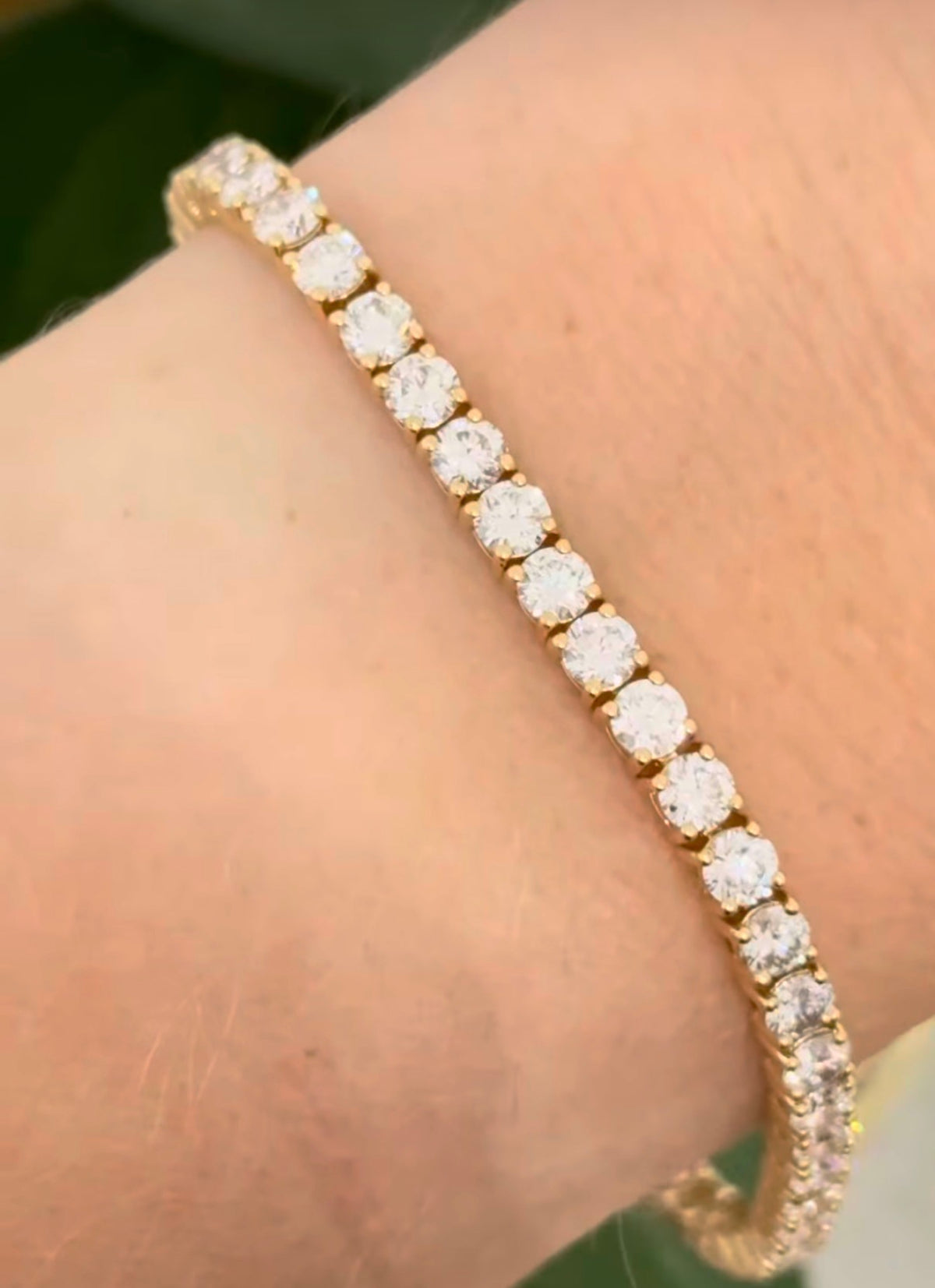 4 prong yellow gold 8.33ct lab diamond tennis bracelet