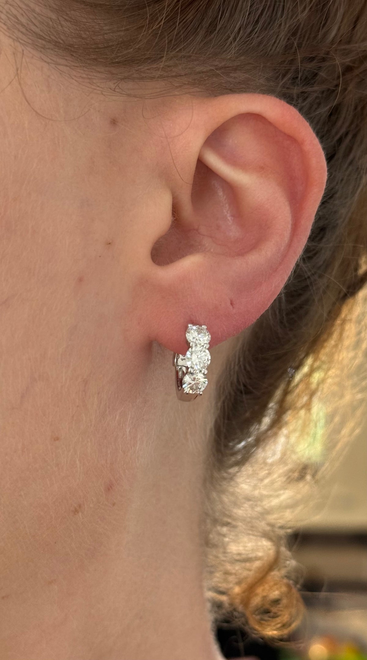 14.9mm white gold 2.6ct lab diamond hoop earrings