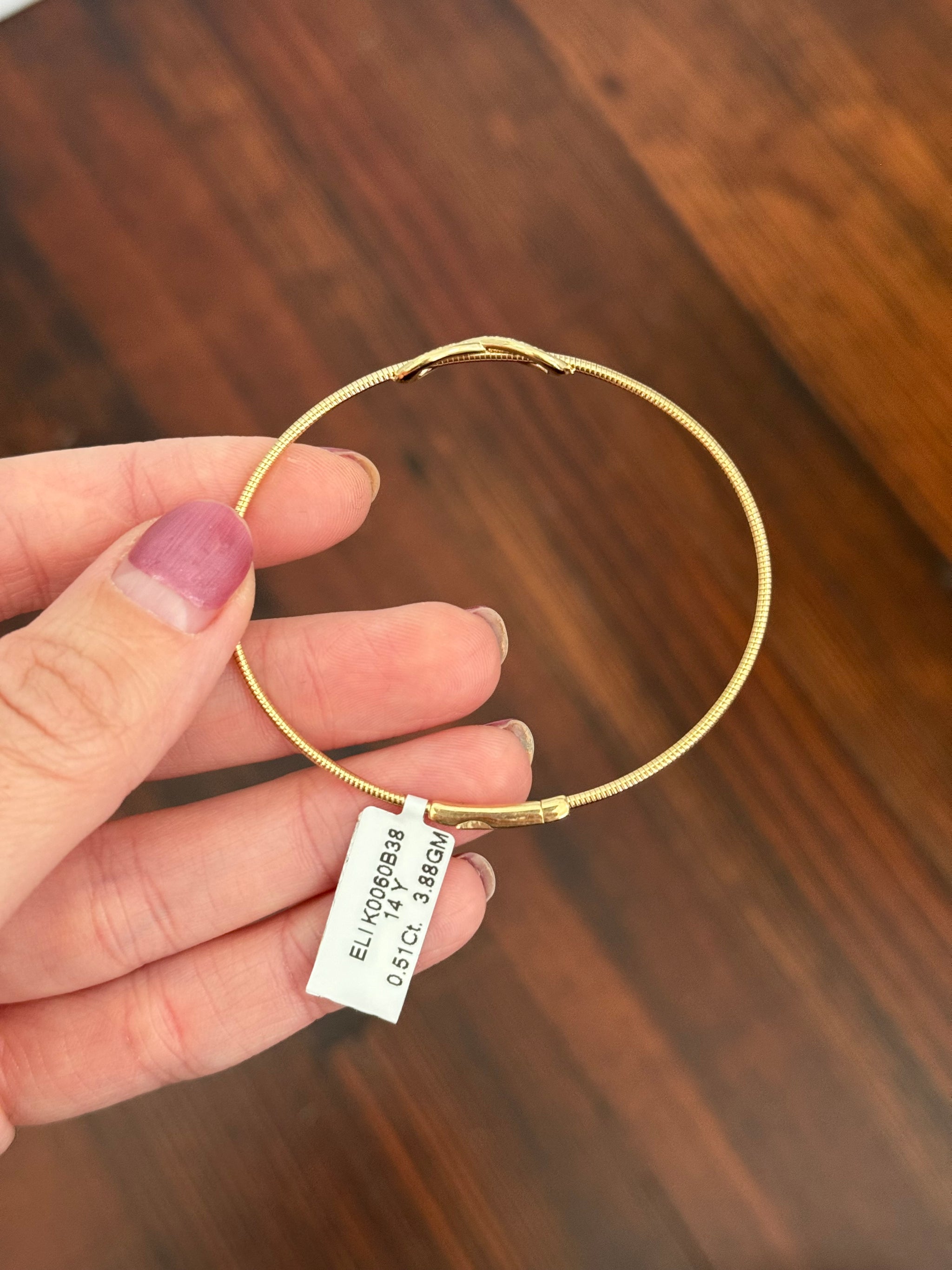 Yellow gold 0.51ct natural diamond infinity flex bracelet