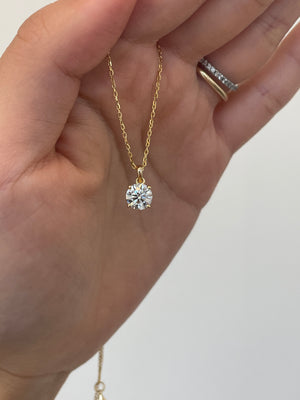 Lab .91ct 18K Yellow Gold Solitaire Diamond Necklace