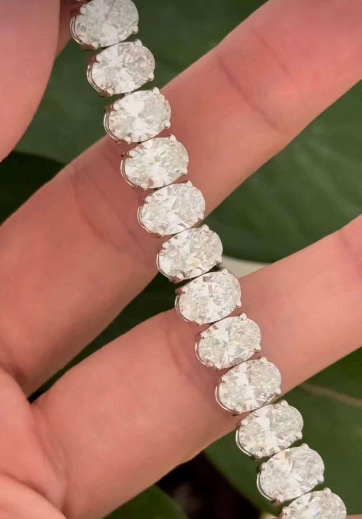 White gold 31.4ct oval lab diamond bracelet