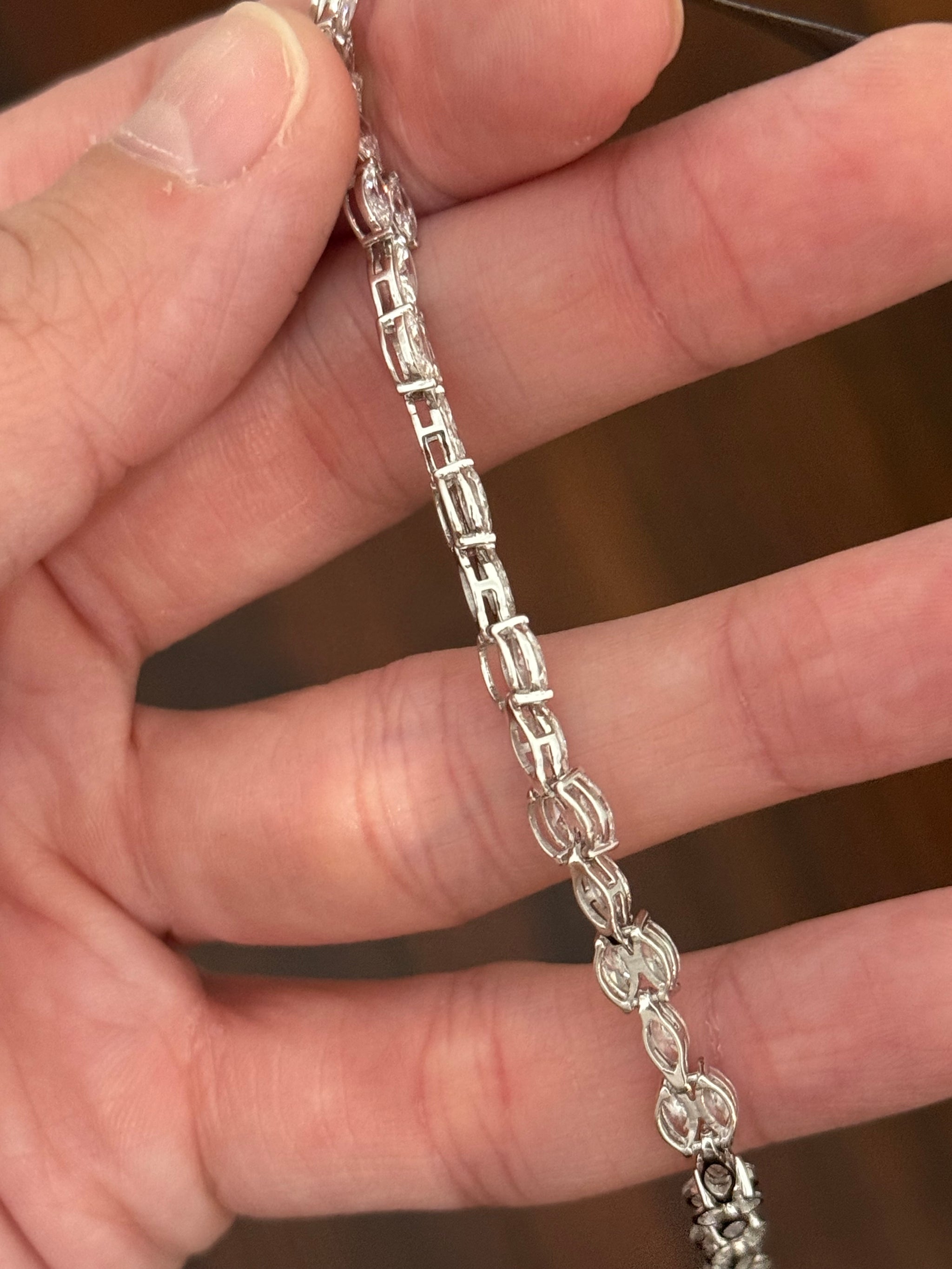 White gold 6.06ct marquise lab diamond bracelet