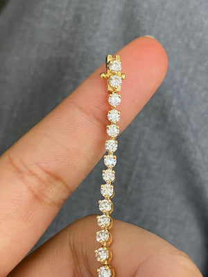 3.96 CT LAB YELLOW 3 PRONGS 7.15 INCHES TENNIS BRACELET