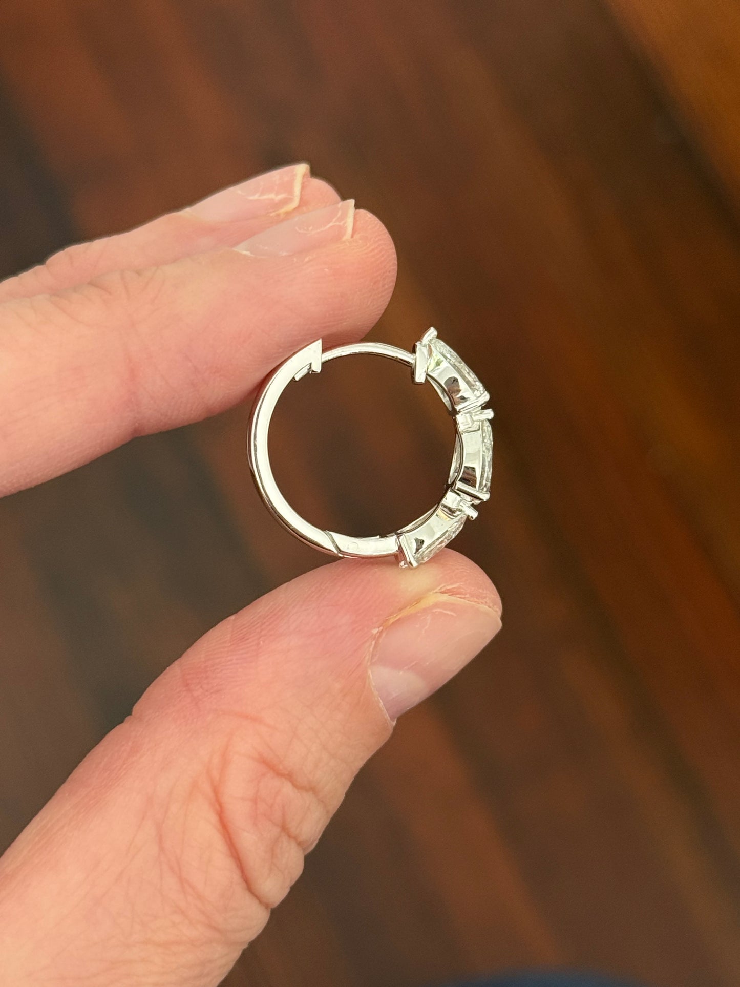 White gold 3.98ct pear shaped lab diamond hoops