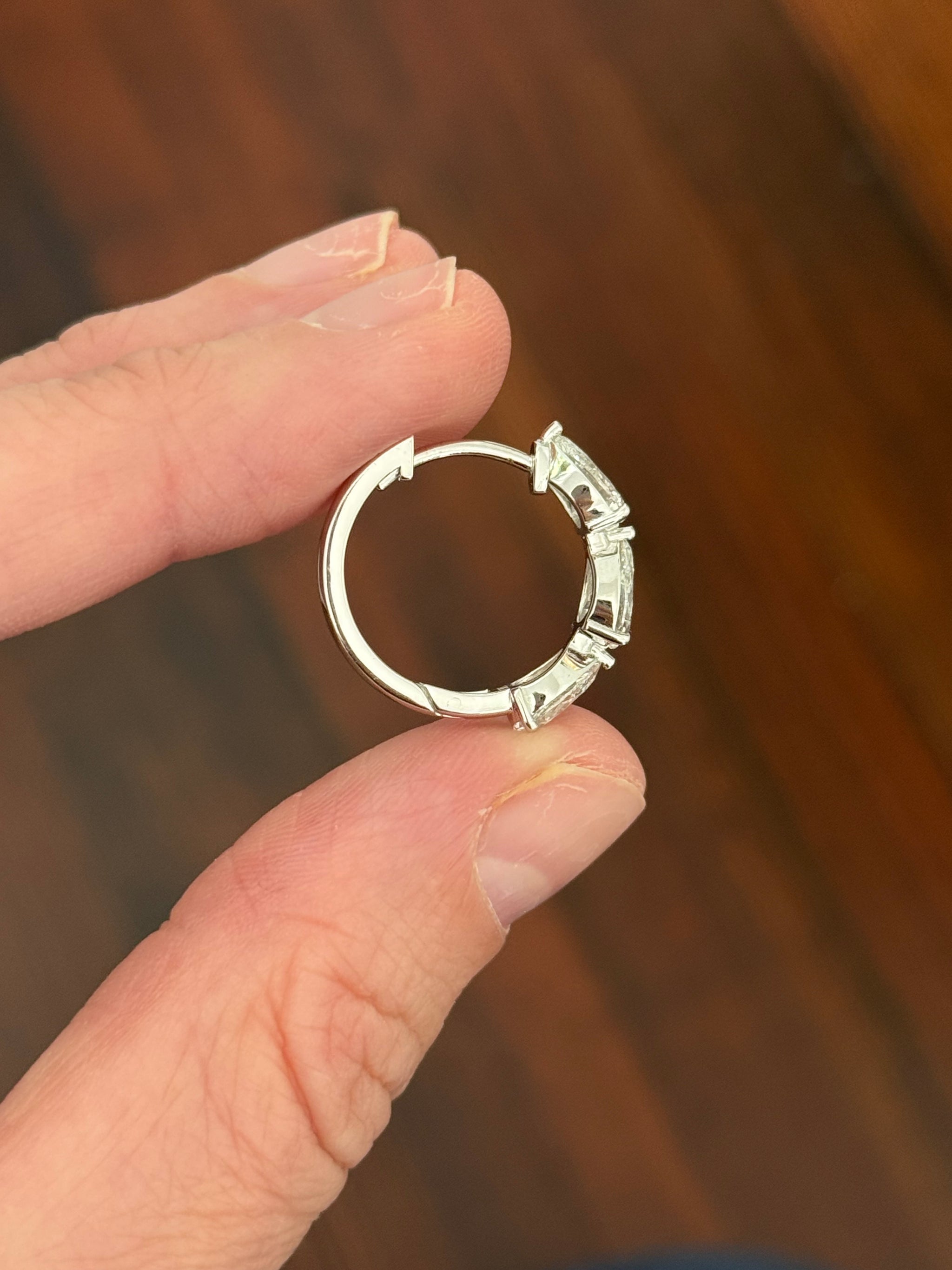 White gold 3.98ct pear shaped lab diamond hoops