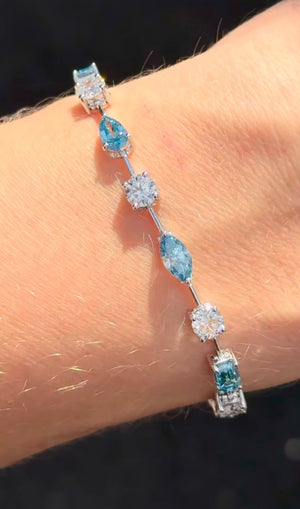 7.69 CTW White gold mixed shape bracelet