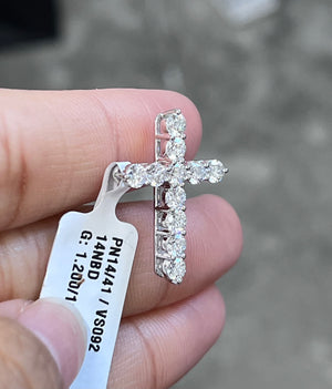 *Premade* 1.20 CT Lab Diamonds Cross Pendant