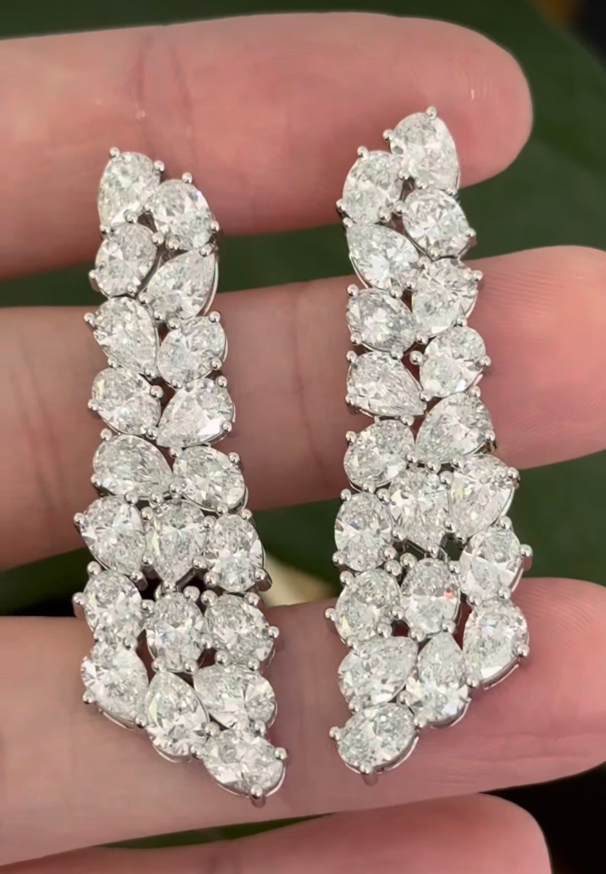 White gold oval and pear shape lab diamond earrings
