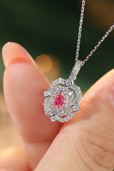 18K White Gold Real Natural Pink Diamond Pendant Necklace for Women