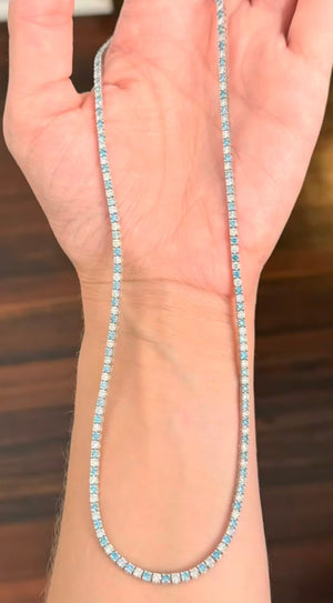 9.49 CT Blue and White Lab Diamonds Tennis Necklace