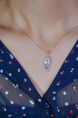 18K White Gold Real Natural Diamond Pendant Necklace for Women