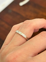 White gold east west set emerald cut lab diamond band