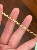 Yellow gold bezel set 4.75ct asscher, oval, marquise, princess and emerald cut natural diamond bracelet