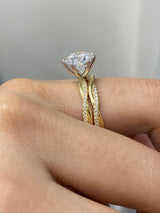 * size both to 9 *18K  White Gold & Yellow Engagement Ring with 3.08 CT Diamond and Matching Yellow Wedding Band