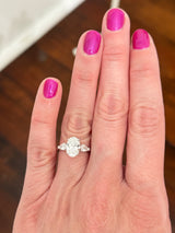 White gold IGI certified 2ct oval and pear shape lab diamond ring