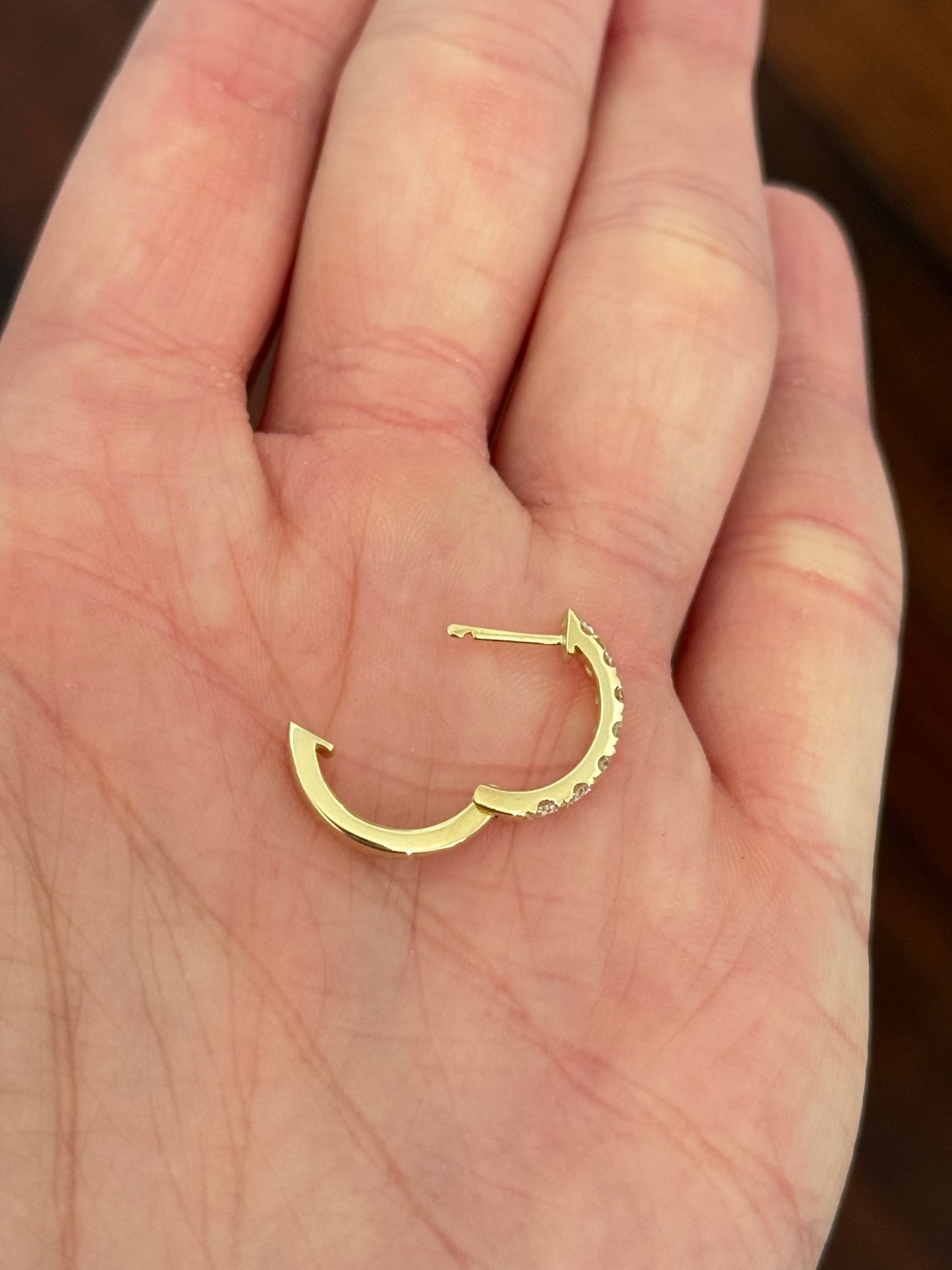 14.9mm yellow gold 0.77ct lab diamond hoop earrings