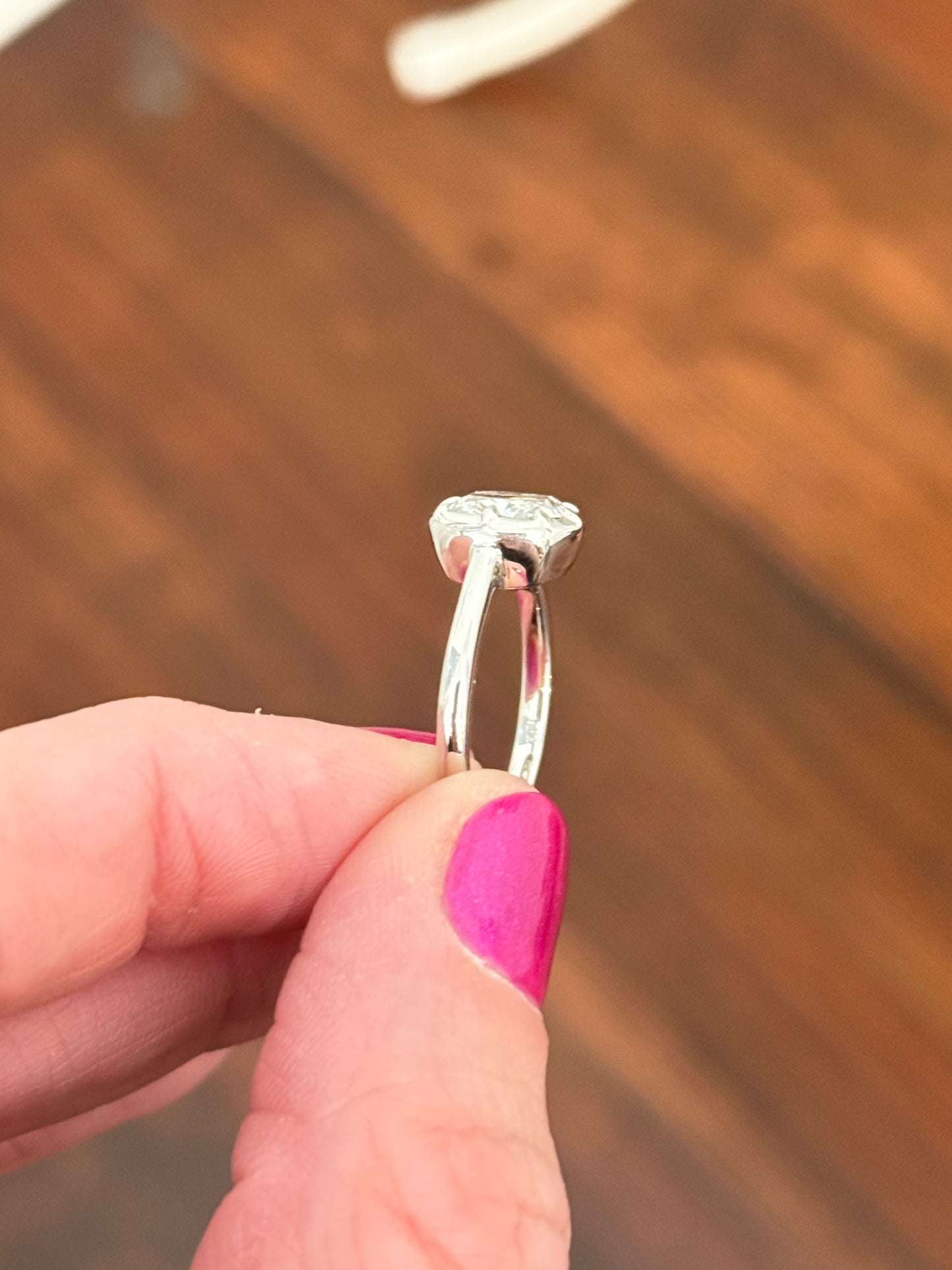 White gold IGI certified 3ct cushion lab diamond ring